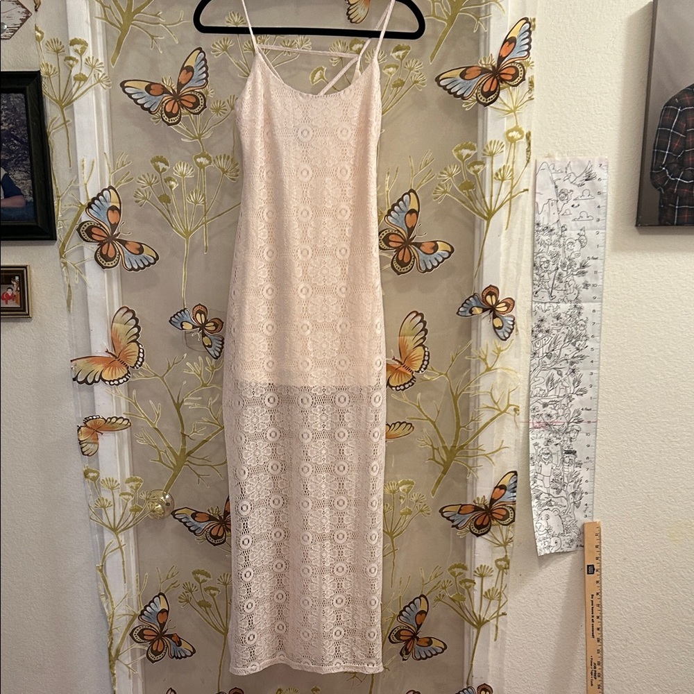 Wet Seal Vintage Crochet Style Women’s XS Maxi Spaghetti Strap Dress NWOT